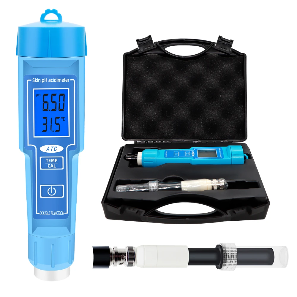 PH-6118 Skin PH Acdimeter 2 in 1 Temperature PH Tester Automatic Calibrating PH Meter With Backlight for Meat Fruit Milk Lab
PH-6118 Skin PH Acdimeter 2 in 1 Temperature PH Tester Automatic Calibrating PH Meter With Backlight for Meat Fruit Milk Lab