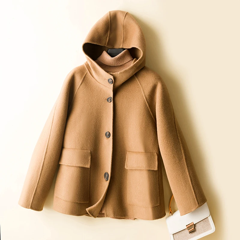 Double-sided cashmere hooded small coat woolen pure wool short women's coat small autumn and winter women's top
Double-sided cashmere hooded small coat woolen pure wool short women's coat small autumn and winter women's top