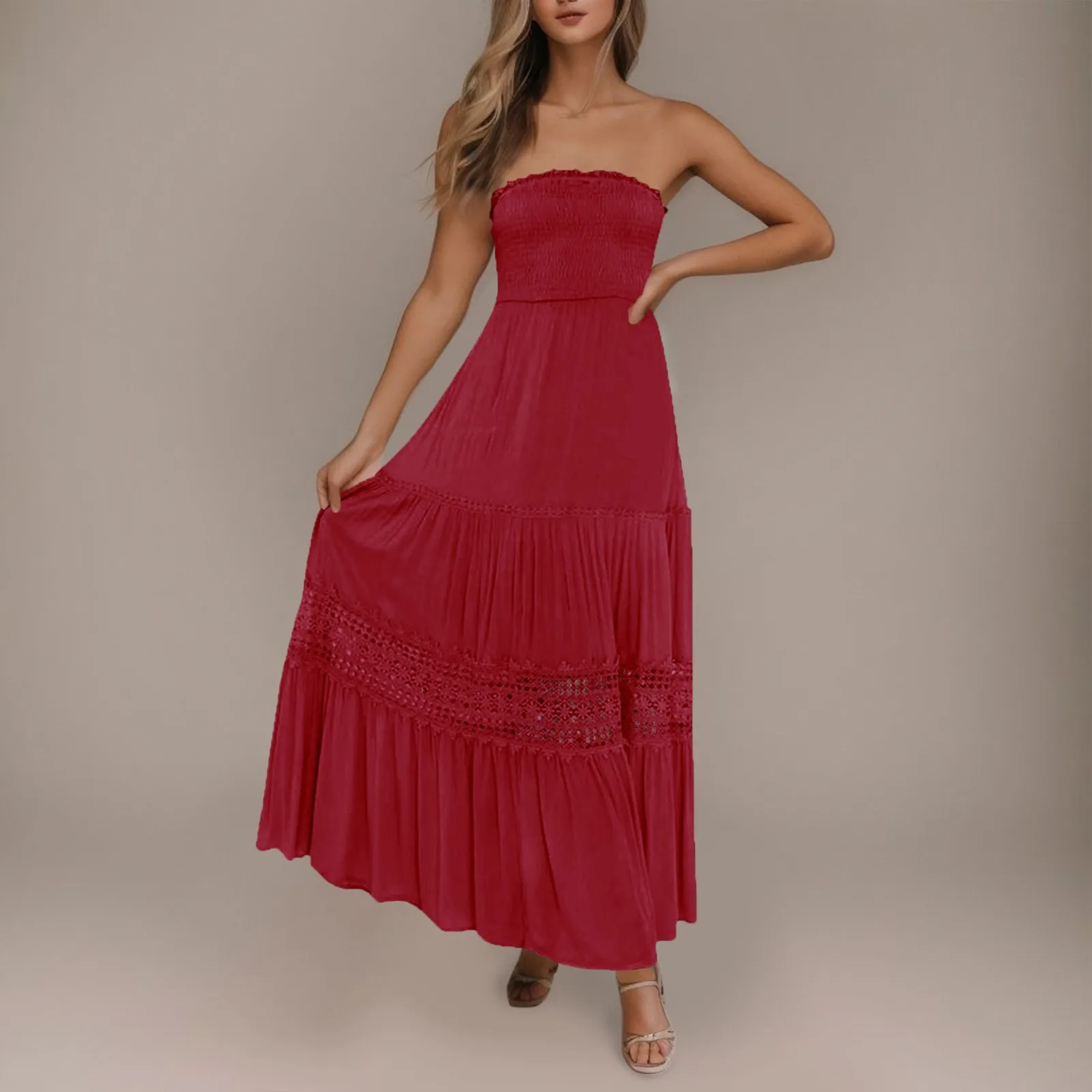 Womens Fashion Bohemian Strapless Off Shoulder Lace Trim Backless Floral A Line Beach Long Maxi Dress party Vestidos 2024
Womens Fashion Bohemian Strapless Off Shoulder Lace Trim Backless Floral A Line Beach Long Maxi Dress party Vestidos 2024