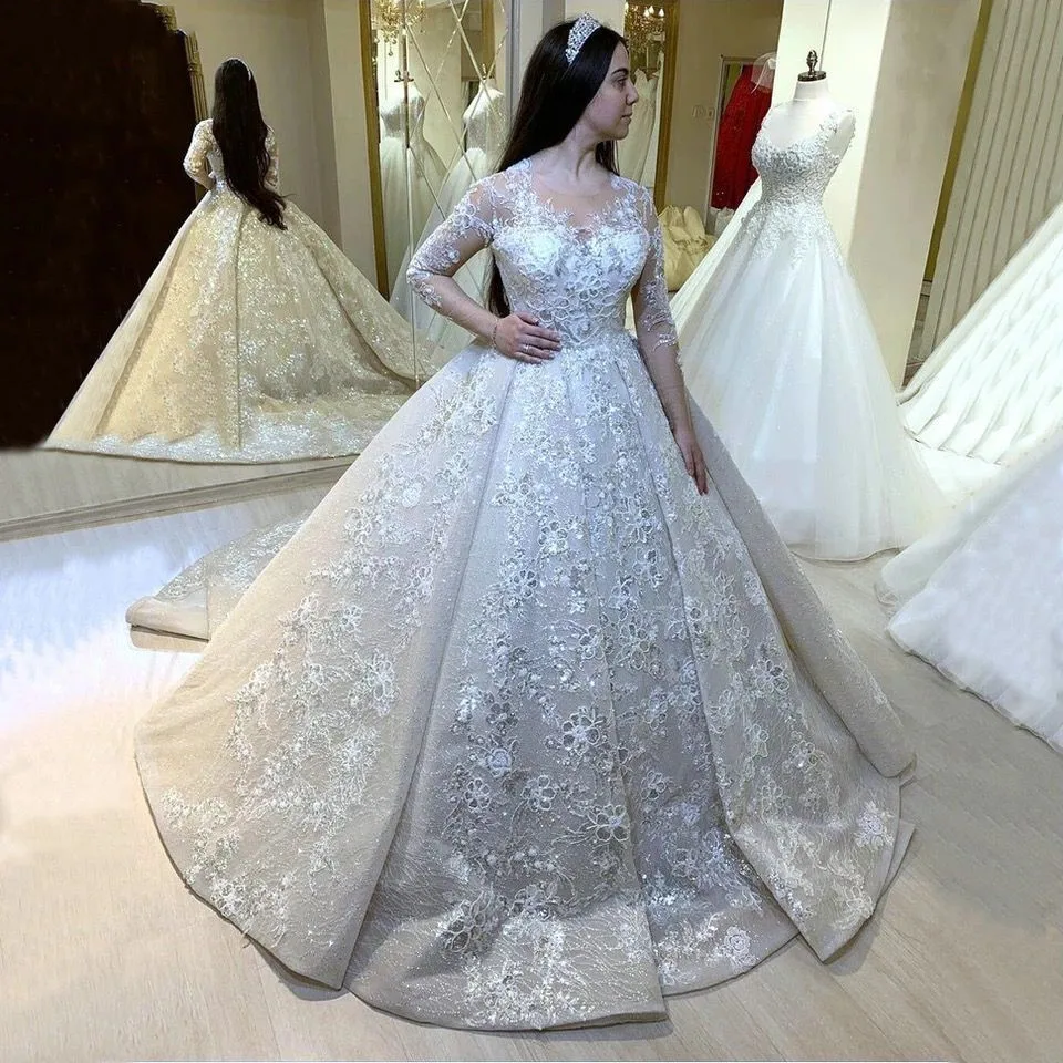 Arabic Lace Wedding Dresses Appliques Long Sleeves Ivory O Neck Bride Gowns 2024 Muslim Dubai Princess Vestidos De Novia Custom
Arabic Lace Wedding Dresses Appliques Long Sleeves Ivory O Neck Bride Gowns 2024 Muslim Dubai Princess Vestidos De Novia Custom