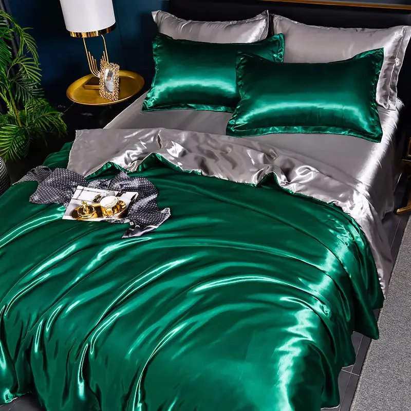 Solid Silver Cooling Bedding Set Flat Sheet Duvet Cover Pillowcases Sets Comforter Single Double Bed Clothes Satin
Solid Silver Cooling Bedding Set Flat Sheet Duvet Cover Pillowcases Sets Comforter Single Double Bed Clothes Satin