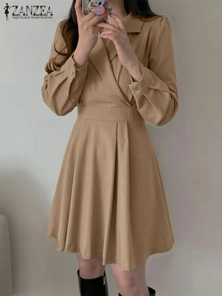 ZANZEA Korean Long Sleeve Vestidos Vintage Fashion Solid Dress Women Lapel Party Mini Dress 2023 Autmun Office Work Robe Femme
ZANZEA Korean Long Sleeve Vestidos Vintage Fashion Solid Dress Women Lapel Party Mini Dress 2023 Autmun Office Work Robe Femme
