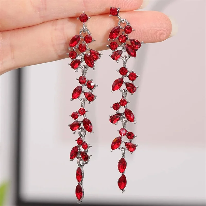Exquisite Leaves Long Tassel Dangle Earrings For Women Full Rhinestone AAA Zircon Leaf Temperament Earring Party Wedding Jewelry 1 Mallzona Scc4088c03f994e3d850dc8a03fe4c505a Exquisite Leaves Long Tassel Dangle Earrings For Women Full Rhinestone AAA Zircon Leaf Temperament Earring Party Wedding Jewelry Mallzona