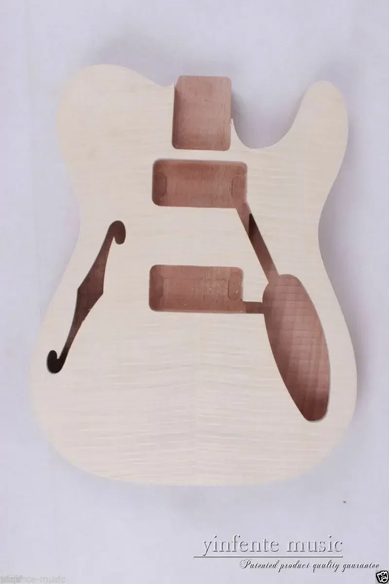 

Yinfente Electric Guitar Body Flame Maple Wood Veneer F Hole Bolt on HH Pickup Back Uncut Unfinished DIY Project Sturdy