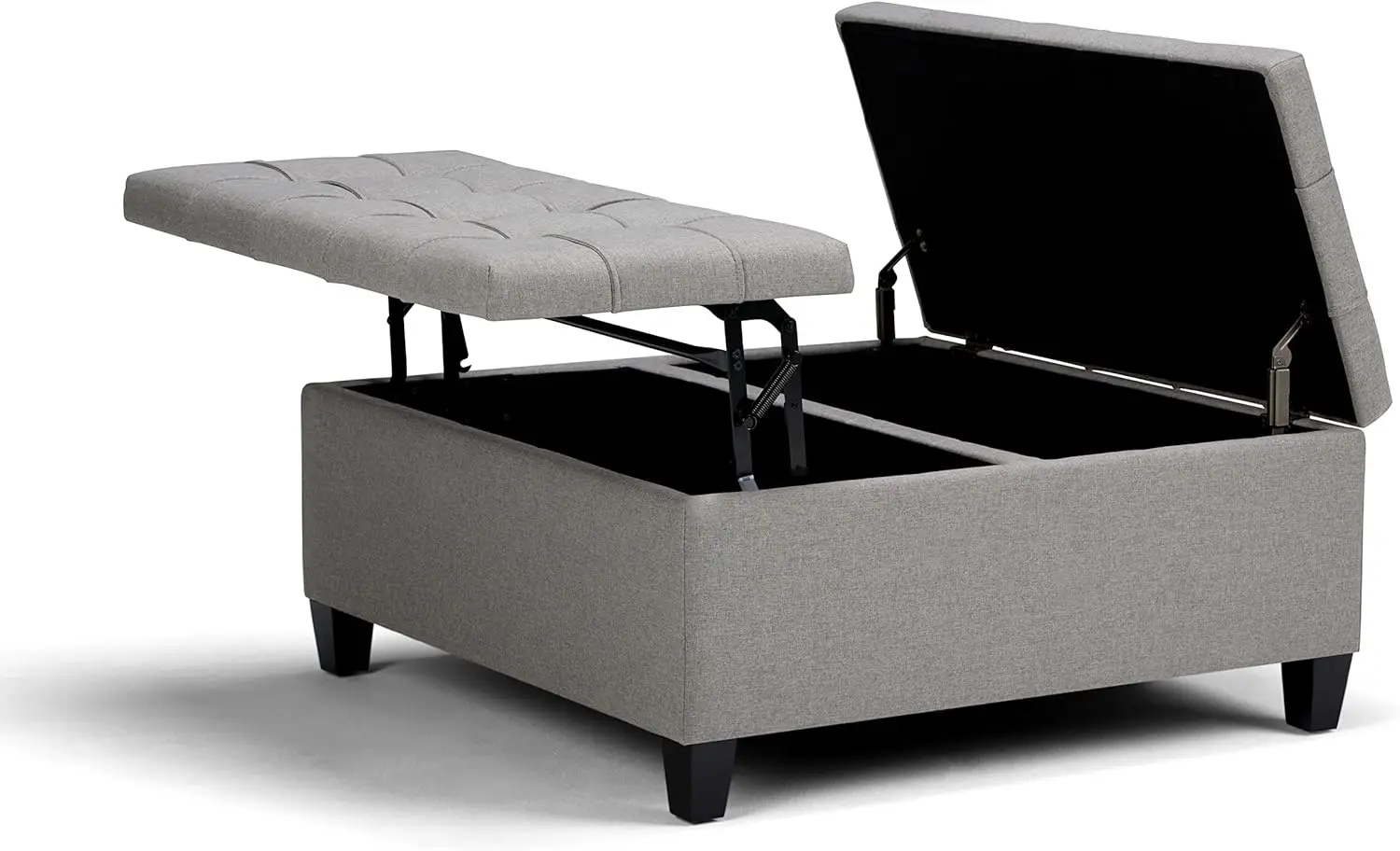 SIMPLIHOME Harrison 36 inch Wide Square Coffee Table Lift Top Storage Ottoman in Upholstered Dove Grey Tufted Linen Look
SIMPLIHOME Harrison 36 inch Wide Square Coffee Table Lift Top Storage Ottoman in Upholstered Dove Grey Tufted Linen Look