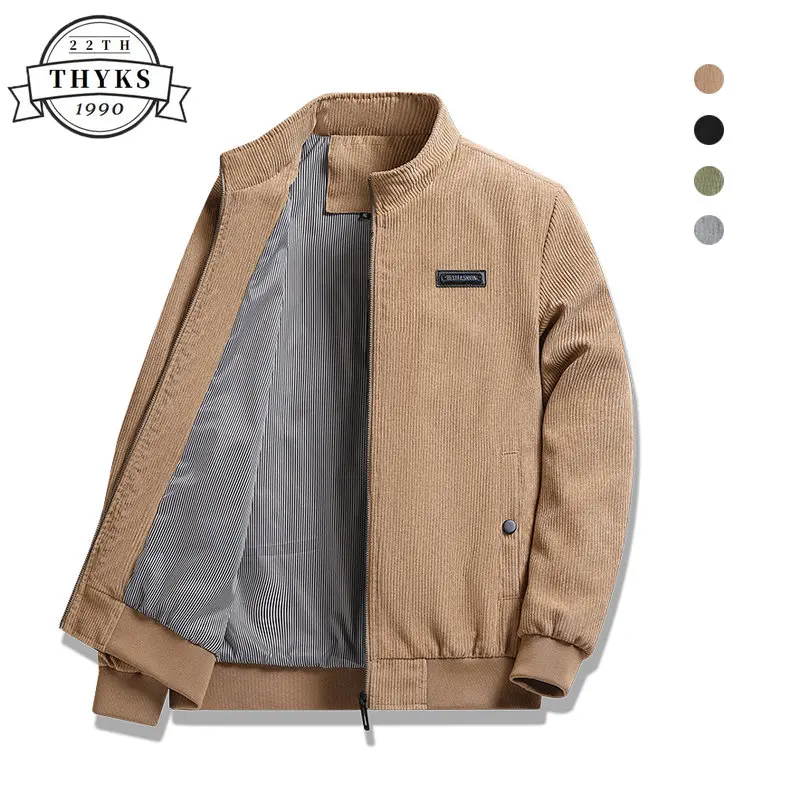 

Corduroy Smart Casual Jacket Men Stand Collar Bomber Pilot Jacket Military Outwear Coats Male Jaqueta Masculina Plus Size M-5XL