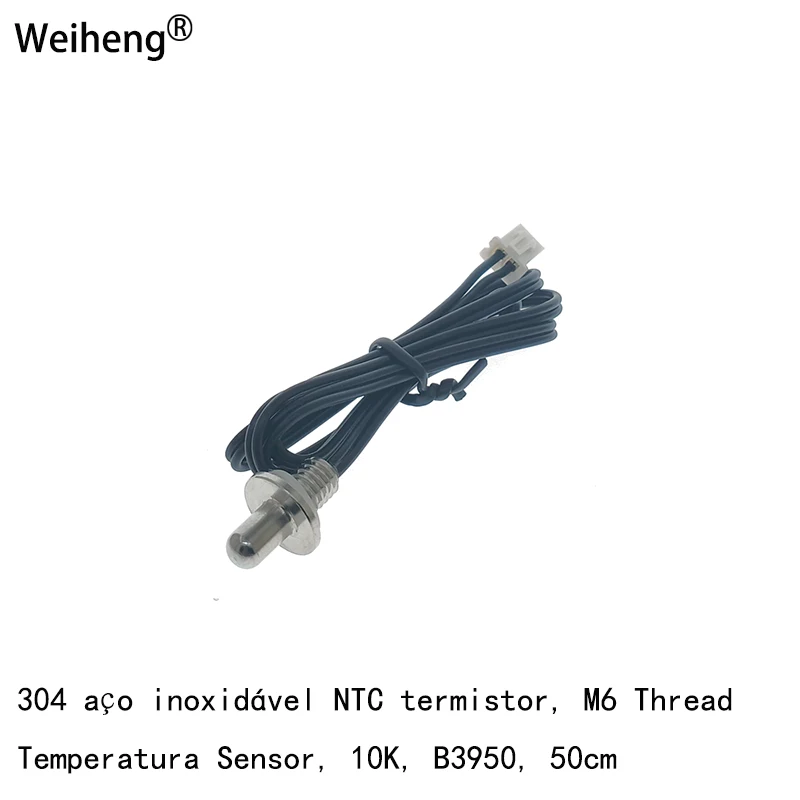 

10Pcs M6 Reverse Thread Probe NTC Thermistor temperature sensor 10K B3950 Long50CM XH2.54 Plug