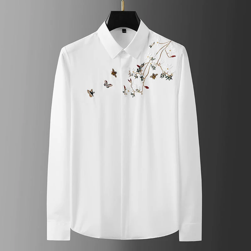 Spring Autumn New Chinese Style Turn Down Collar Embroidery Long Sleeve Shirt Male Casual Fashion All-match Bottoming Blouse Top
Spring Autumn New Chinese Style Turn Down Collar Embroidery Long Sleeve Shirt Male Casual Fashion All-match Bottoming Blouse Top