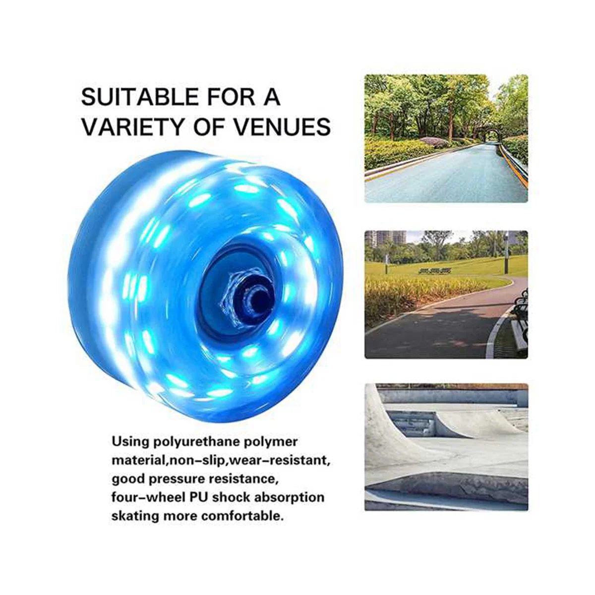 8 Piece Glitter Light Up Roller Skate Wheels Luminous Skate Wheels with Bearings Installed 32 x 58 mm 78A,Blue
8 Piece Glitter Light Up Roller Skate Wheels Luminous Skate Wheels with Bearings Installed 32 x 58 mm 78A,Blue