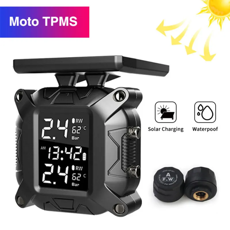 Motorcycle TPMS Motor Tire Pressure with USB Solar Charging Tyre Temperature Monitoring Alarm System with External Sensors motos
Motorcycle TPMS Motor Tire Pressure with USB Solar Charging Tyre Temperature Monitoring Alarm System with External Sensors motos
