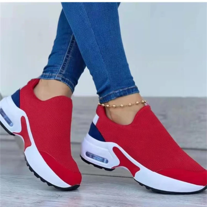 

Women's Sneakers Fashion Canvas Breathable Tennis Wedge Vulcanized Shoes Tênis Feminino New Autumn Comfort Walking Red Sneakers