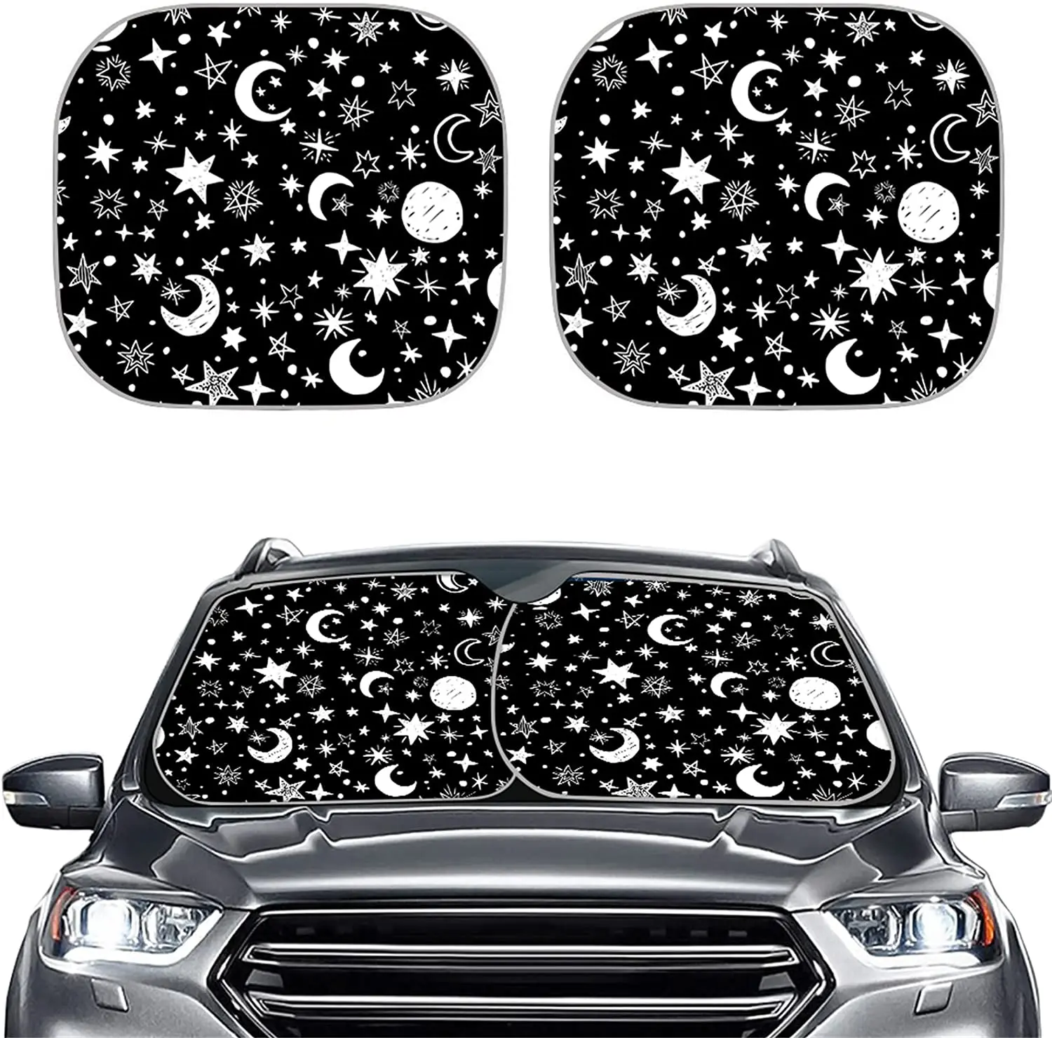 STUOARTE Moon Stars Print Windshield Sun Shade - 2 Pieces Foldable Car Front Window Sunshades for Most Sedans SUV Truck,Universa
STUOARTE Moon Stars Print Windshield Sun Shade - 2 Pieces Foldable Car Front Window Sunshades for Most Sedans SUV Truck,Universa