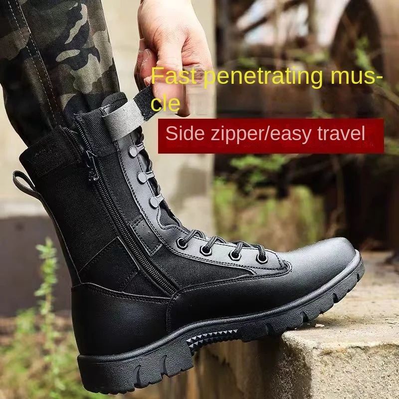 

Summer Men Working Boots Breathable Army Boots For Female Rubber Sole Combat Shoes Man Popular Motorcycle Boots Women