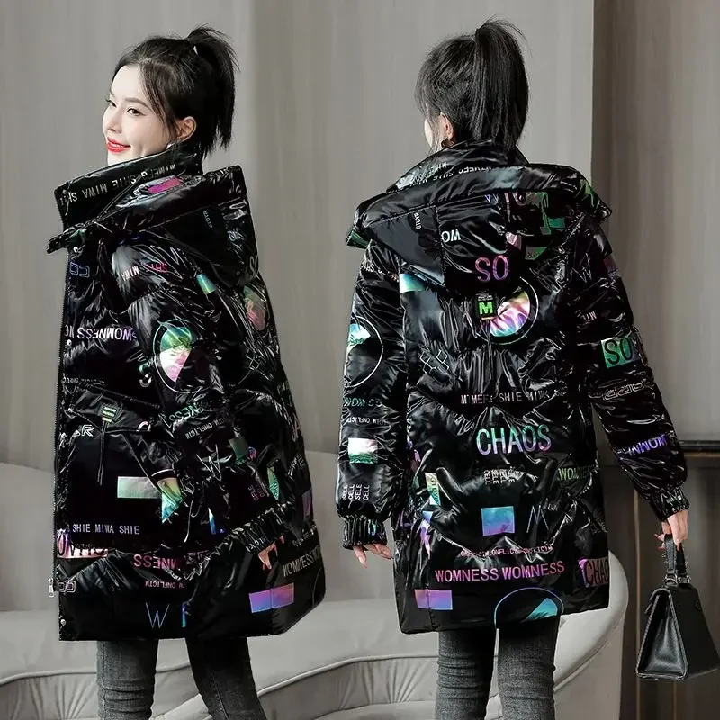 

Woman Coat Hoodie Parka Long Padding Quilted Padded Thick Black Jackets for Women Duck Down Windbreaker Overcoat Trench Heavy