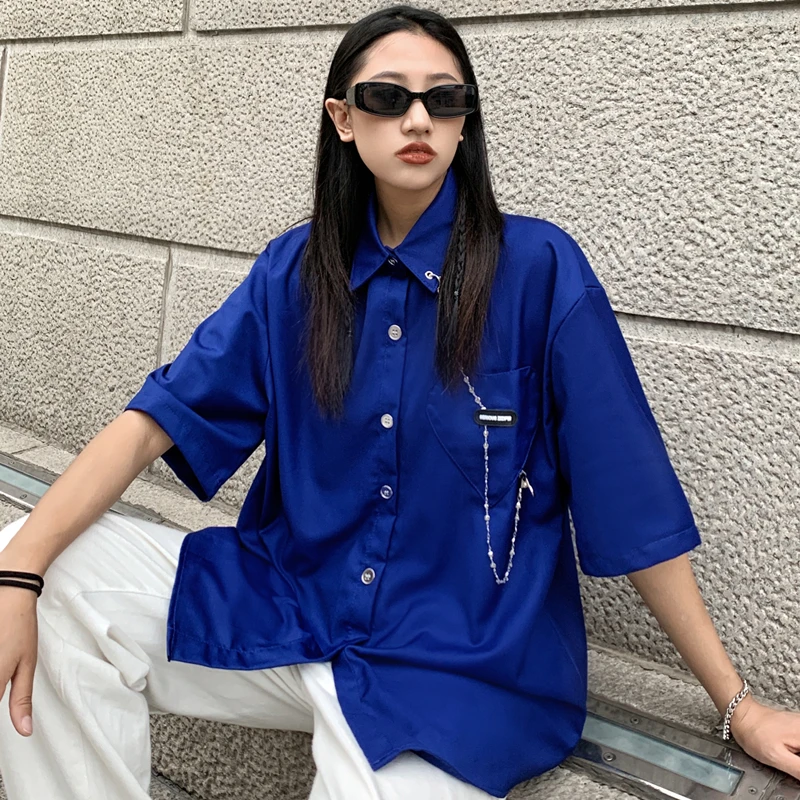 Women's Oversized Short Sleeve Shirts, Teenage Girls Fashion Trends, Streetwear Tops, Punk Style Chain Blouses, Casual Clothes,
Women's Oversized Short Sleeve Shirts, Teenage Girls Fashion Trends, Streetwear Tops, Punk Style Chain Blouses, Casual Clothes,