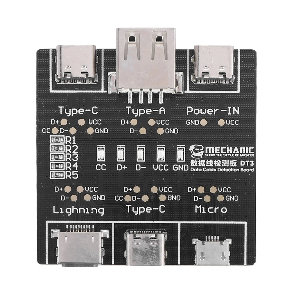 DT3 Data Cable Detection Board USB Cable Tester for IOS Android Type-C Short Circuit On-Off Switching Test Board Tool
DT3 Data Cable Detection Board USB Cable Tester for IOS Android Type-C Short Circuit On-Off Switching Test Board Tool