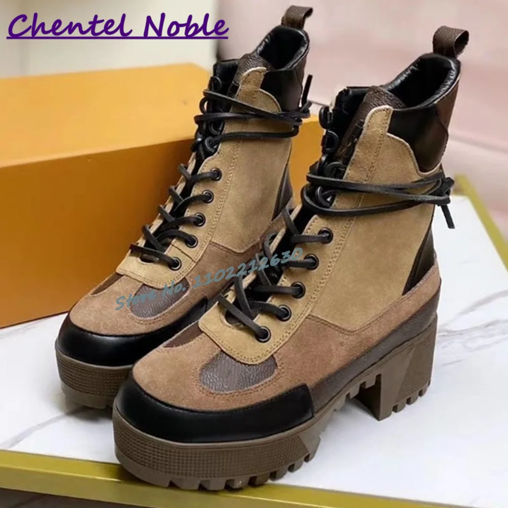 Round Toe Patchwork Ankle Boots Lace Front Platform Mixed Colors Short Boots New Arrival Winter Fashion Luxury Comfortable Shoes
Round Toe Patchwork Ankle Boots Lace Front Platform Mixed Colors Short Boots New Arrival Winter Fashion Luxury Comfortable Shoes
