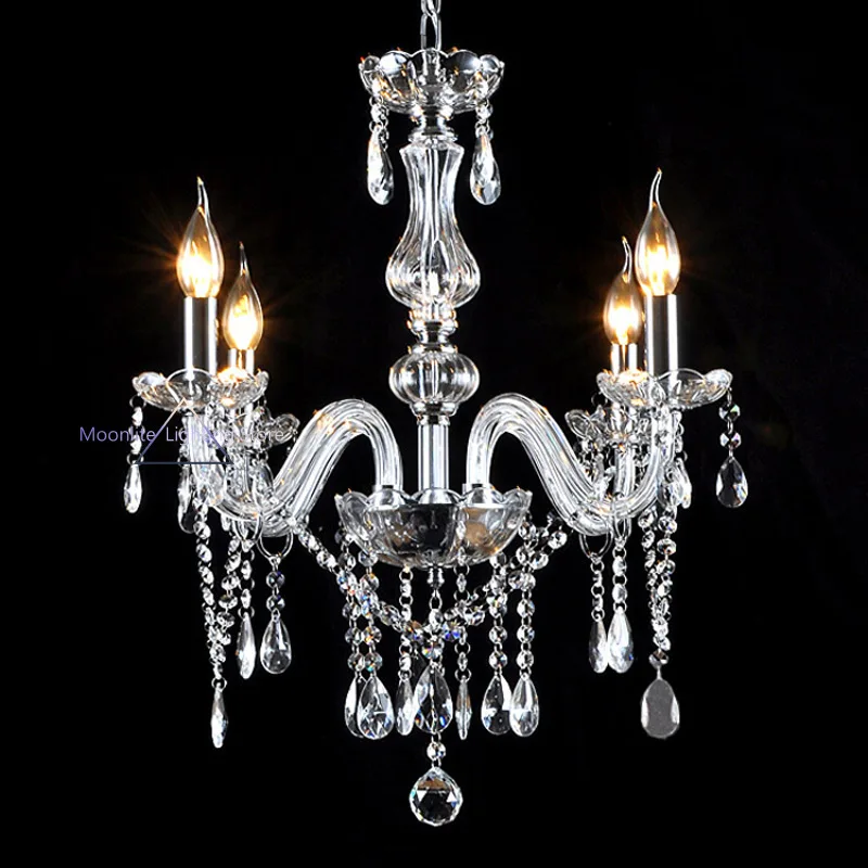 

Transparent Crystal Chandeliers Multi 6/8/10 Arms Optional Lustres De Cristal Chandelier LED without Shade Wall Lamp E14 Lustre