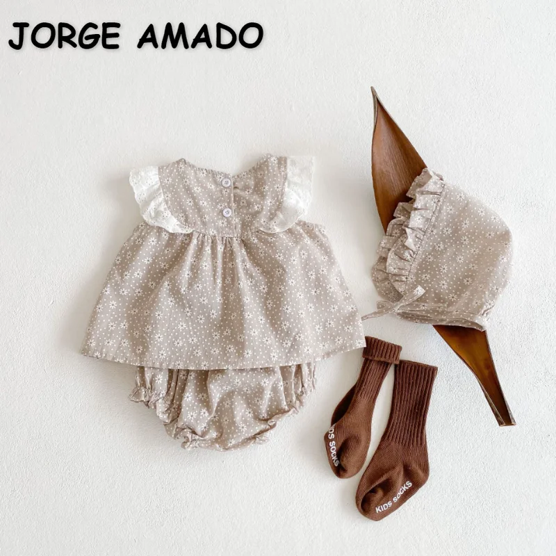 New Summer Baby Girl Set Daisy Print Lace Patchwork Sleeveless Top+Bread Shorts+Lace Up Hat Infant Three Piece Clothing E96102
New Summer Baby Girl Set Daisy Print Lace Patchwork Sleeveless Top+Bread Shorts+Lace Up Hat Infant Three Piece Clothing E96102