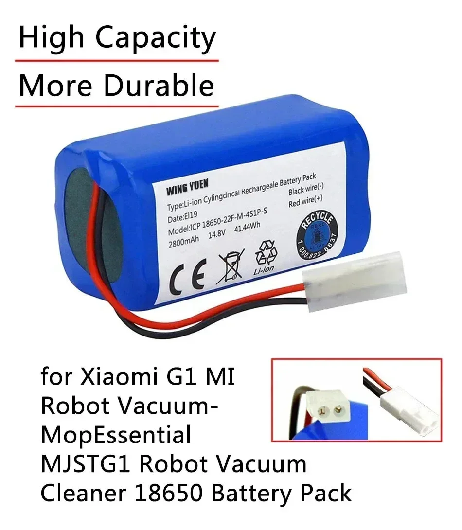 

NEW 14.8V 3500mAh Li-ion Battery for Xiaomi G1 MI Robot Vacuum-Mop Essential MJSTG1 Robot Vacuum Cleaner 18650 Battery Pack