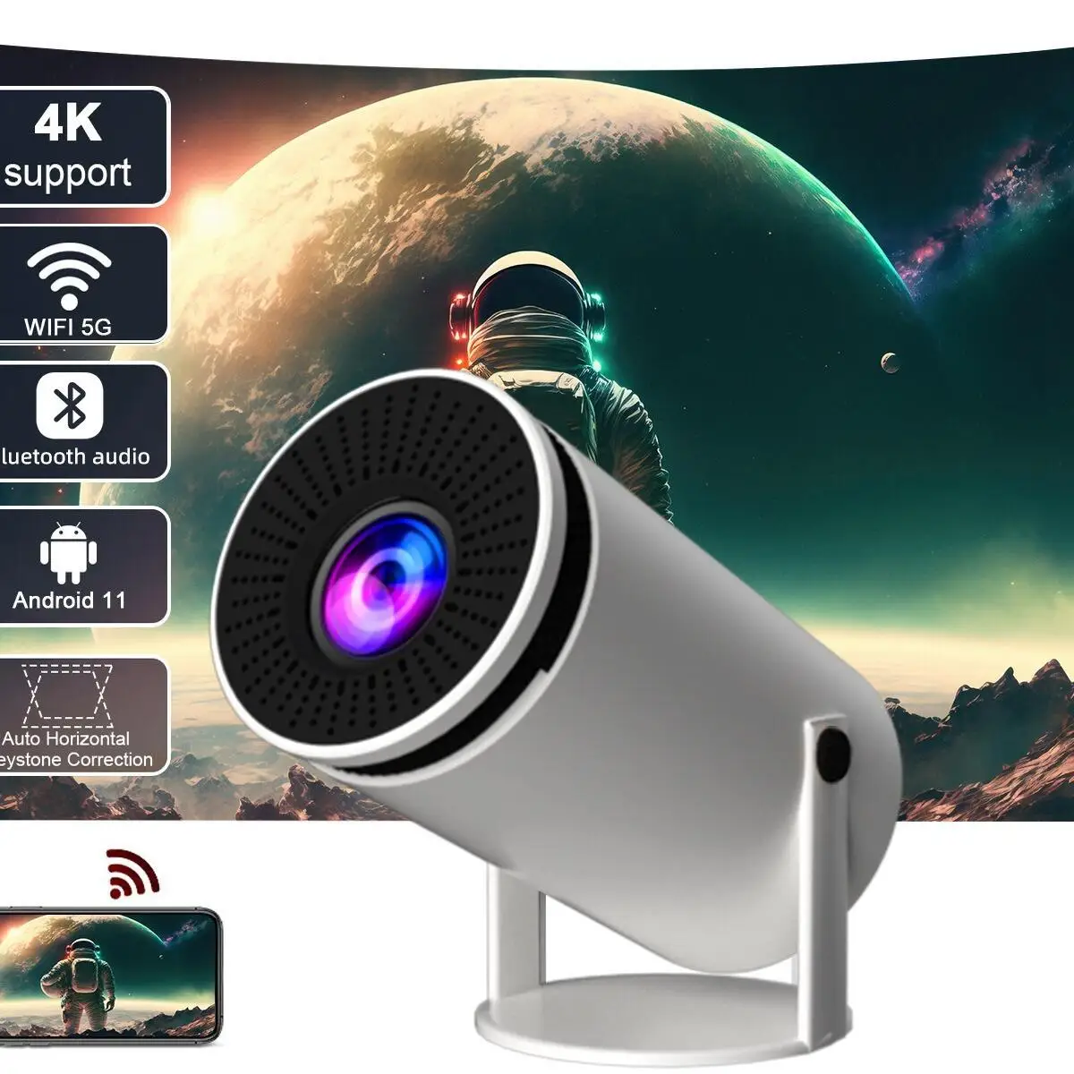Projector 4K HD Android 11 2.4G/5G Dual Wifi6 LCD 200 ANSI BT5.0 1080P 1280*720P LCD Bluetooth Home Cinema Portable Projector
Projector 4K HD Android 11 2.4G/5G Dual Wifi6 LCD 200 ANSI BT5.0 1080P 1280*720P LCD Bluetooth Home Cinema Portable Projector