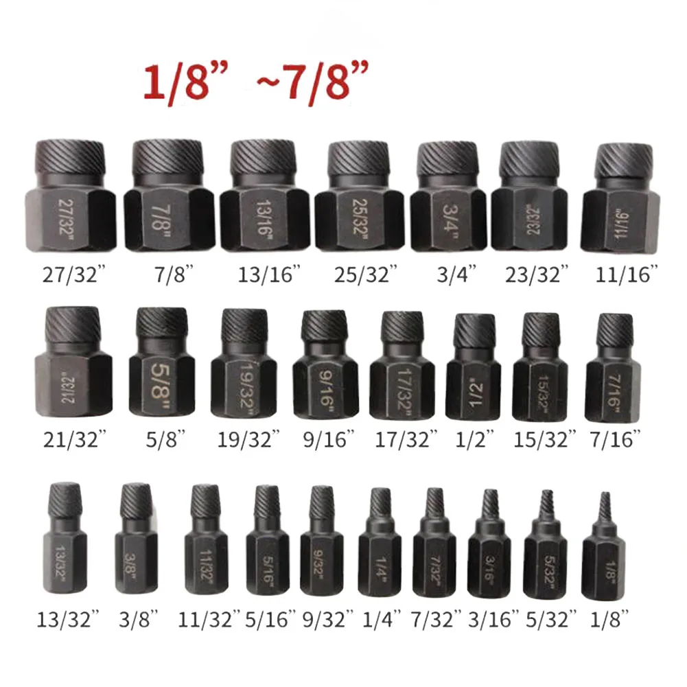 25pcs Damaged Screw Extractor Drill Bits Set Multi-Spline Screw And Bolt Extractor Hex Head Bit Socket Wrench Bolt Remover Tool
25pcs Damaged Screw Extractor Drill Bits Set Multi-Spline Screw And Bolt Extractor Hex Head Bit Socket Wrench Bolt Remover Tool