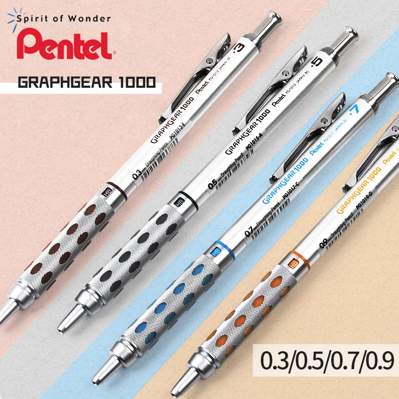 

Pentel Mechanical Pencil PG1015 Low Center of Gravity Retractable Pen Tip 0.5/0.7/0.9mm Metal Rod Sketch Drawing Design Pencils