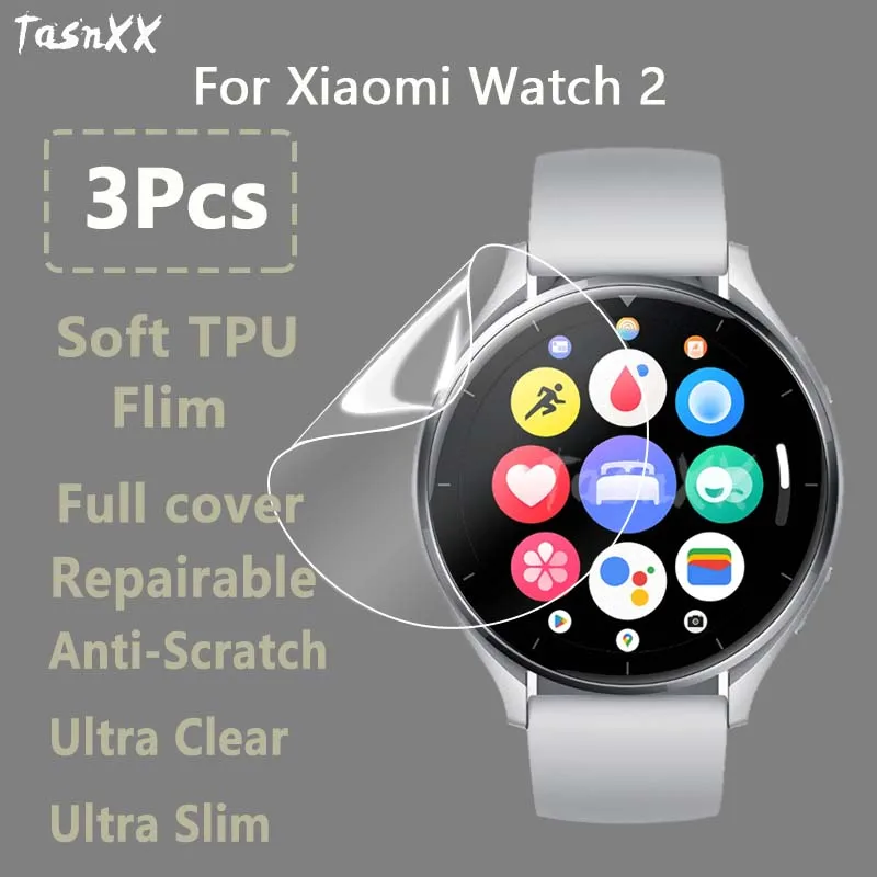 

3Pcs For Xiaomi Mi Watch 2 SmartWatch Ultra Clear Slim Soft Hydrogel Repairable Film Screen Protector Skin -Not Tempered Glass