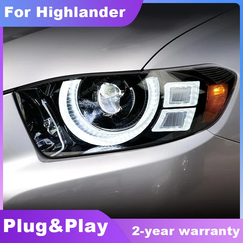 

Head Lamp for Toyota Highlander LED Headlight 2007-2011 Headlights DRL Turn Signal High Beam Angel Eye Projector Lens