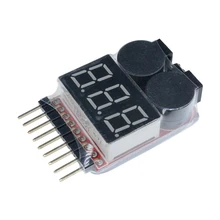 

For 1S/2S/3S/4S/5S/6S/7S/8S 2 in 1 Low Voltage Buzzer Alarm Lipo Battery Voltage Monitor Indicator Tester for 3.7V 7.4V 11.1V