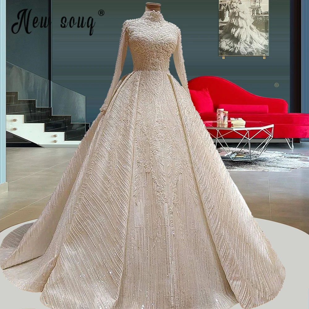 Luxury Appliques Long Sleeve Beading Ball Gown Wedding Dress 2022 Romantic High NeckLace Up Bride Dress For Women Bridal Gowns
Luxury Appliques Long Sleeve Beading Ball Gown Wedding Dress 2022 Romantic High NeckLace Up Bride Dress For Women Bridal Gowns