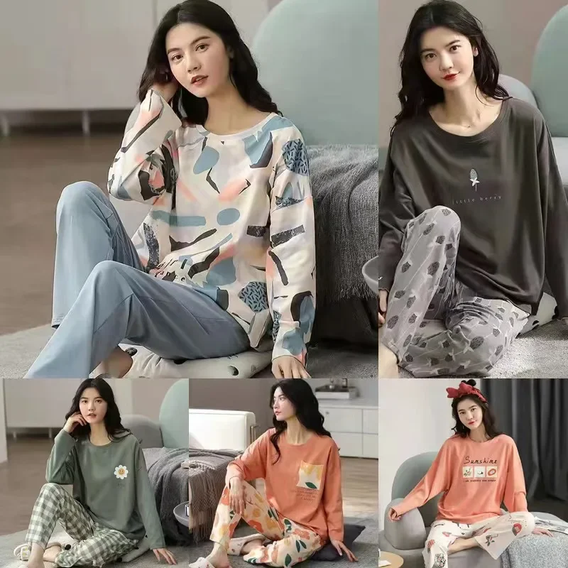 2pcs Long-sleeved Pijamas Women Spring Autumn Womens Polyester Pajamas Cartoon Print Pjamas for Women Plus Size M-5XL
2pcs Long-sleeved Pijamas Women Spring Autumn Womens Polyester Pajamas Cartoon Print Pjamas for Women Plus Size M-5XL
