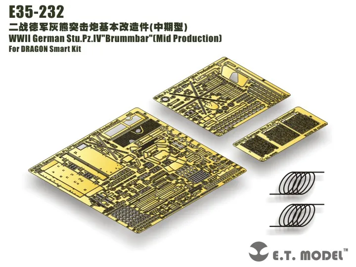 ET Model E35-232 WWII German Stu.Pz.IV"Brummbar"(Mid Production) Detail Up Parts For DRAGON Smart Kit
ET Model E35-232 WWII German Stu.Pz.IV"Brummbar"(Mid Production) Detail Up Parts For DRAGON Smart Kit