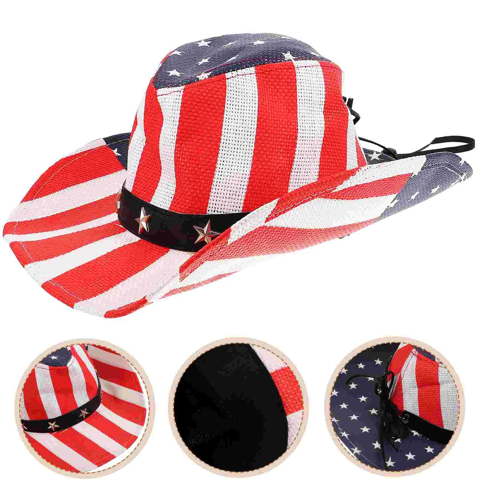 

American Flag Costume Hat Women Usa Cowgirl Patriotic Outfits Boys Hats Denim