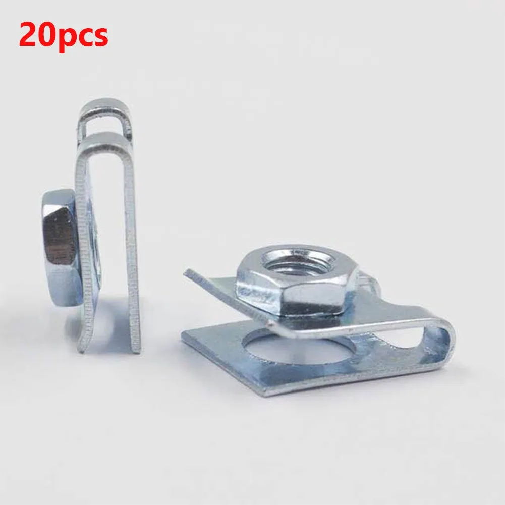

M6 Nut U-Type Clip Fixed Fasteners Car License Plate Fixed Clip Retainers Silver 6mm Fasteners Buckle Accessory