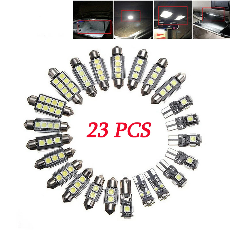 

23x Canbus T10 LED Car Interior Inside Dome Light Vehicle Trunk Map License Plate Light Footwell Lighting Bulb Reading Lamp