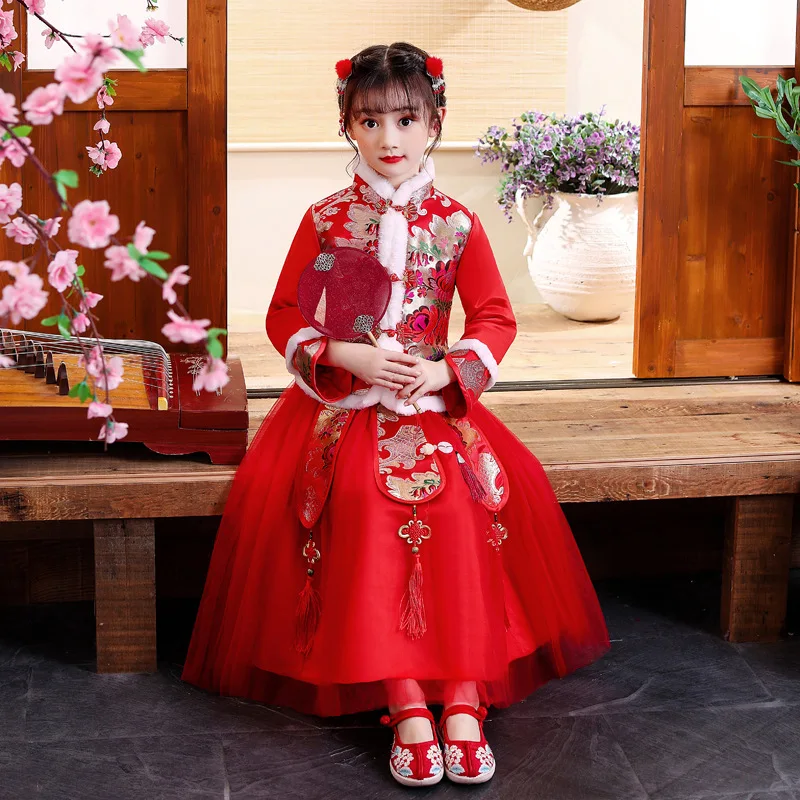 2023 Thickened Cheongsam Tang Suit Girls Autumn and Winter Chinese Traditional New Year Clothing Ancient Costume Two-piece Set
2023 Thickened Cheongsam Tang Suit Girls Autumn and Winter Chinese Traditional New Year Clothing Ancient Costume Two-piece Set