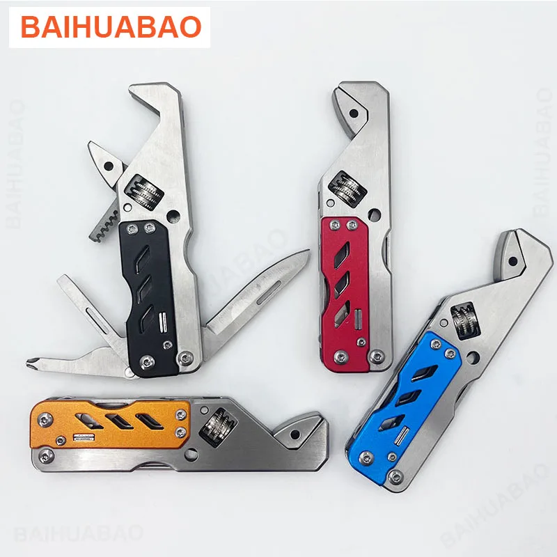 

BAIHUABAO Multi-functional Mini Wrench Multi-tool 4 in 1 Portable Folding Screwdriver Bottle Opener Outdoor EDC Equipment