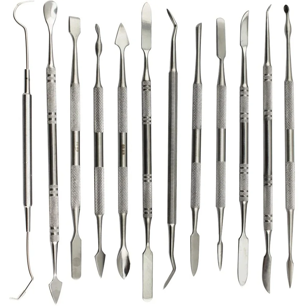 

12 Pcs Wax Carvers Set Double Ended Dental Wax Modeling Sculpting Tools Dental Picks Polymer Pottery Clay Carving Tool