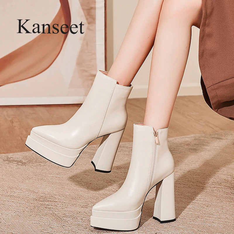 Kanseet Genuine Leather Women Ankle Boots New Autumn Winter Pointed Toe Zipper Elegant High Heels Ladies Short Boots Beige 33-40
Kanseet Genuine Leather Women Ankle Boots New Autumn Winter Pointed Toe Zipper Elegant High Heels Ladies Short Boots Beige 33-40