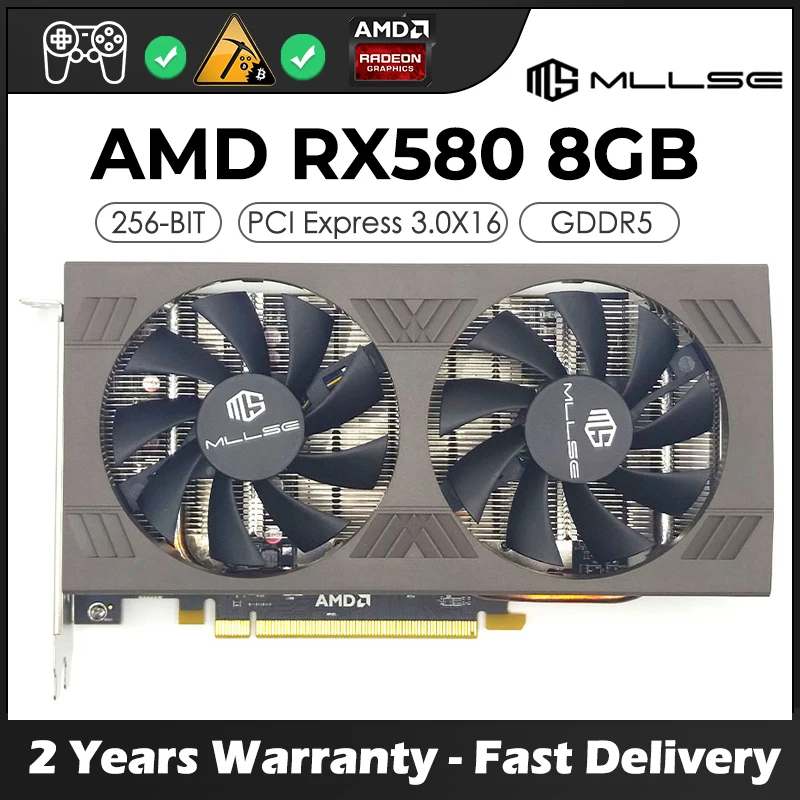 

New MLLSE AMD Radeon RX580 8GB GDDR5 Computer PC Gaming Graphics Card GPU Видеокарта 256-bit PCI Express 3.0 X 16 placa de video