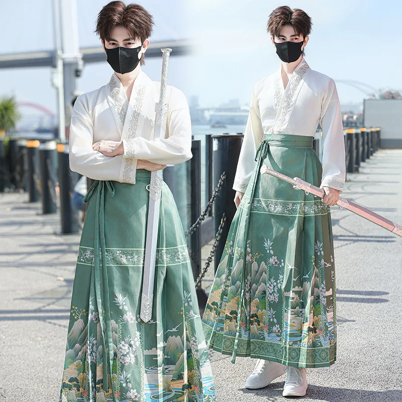 

New Chinese Style Top Horse Face Skirt Two-piece Set Improved Hanfu Dress Suit Work Daily Commuting Early Autumn Hanfu Dress