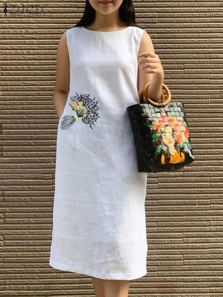 ZANZEA Women Bohemian Sleeveless Holiday Sundress Casual Cotton Tanks Vestido Vintage Summer Floral Embroidery Knee-length Dress
ZANZEA Women Bohemian Sleeveless Holiday Sundress Casual Cotton Tanks Vestido Vintage Summer Floral Embroidery Knee-length Dress