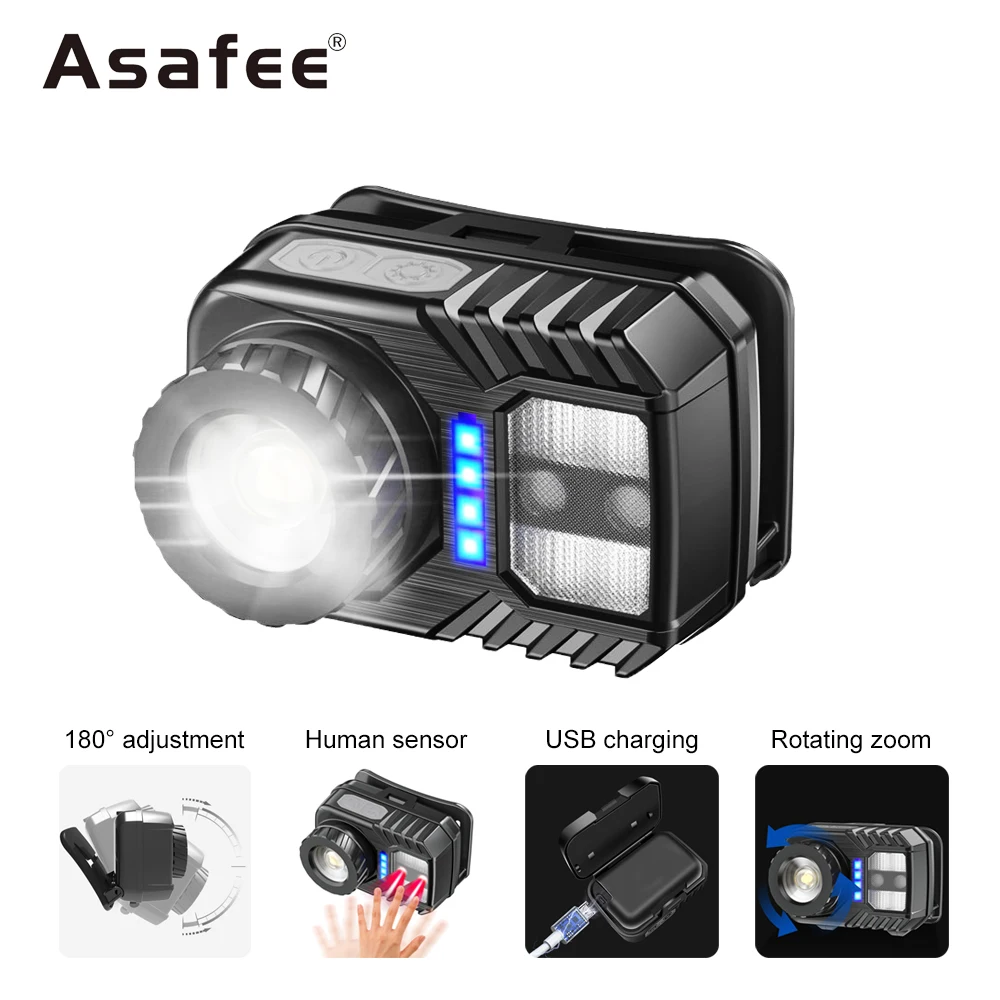 Asafee Strong Light Outdoor XPG+COB Headlight Built-in Battery USB Rechargeable Sensor Headlight Rotating Zoom Headlight
Asafee Strong Light Outdoor XPG+COB Headlight Built-in Battery USB Rechargeable Sensor Headlight Rotating Zoom Headlight