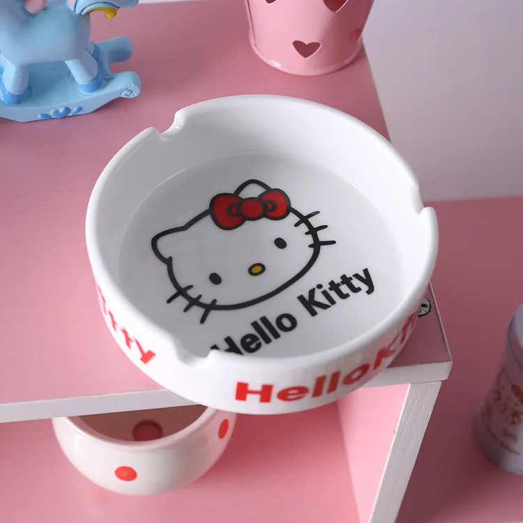 

Sanrio Anime Hello Kitty Ceramic Ashtray Cute Cartoon Pink Kt Cat Creative Organizer Home Decor for Boyfriend Birthday Gift