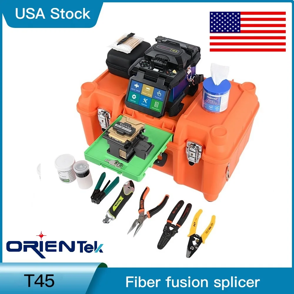 

Optical Fiber Fusion Splicer Free Ship From USA Orientek Classic T45 With 7S Fast Splicing Optic Splicer empalmador de fusión