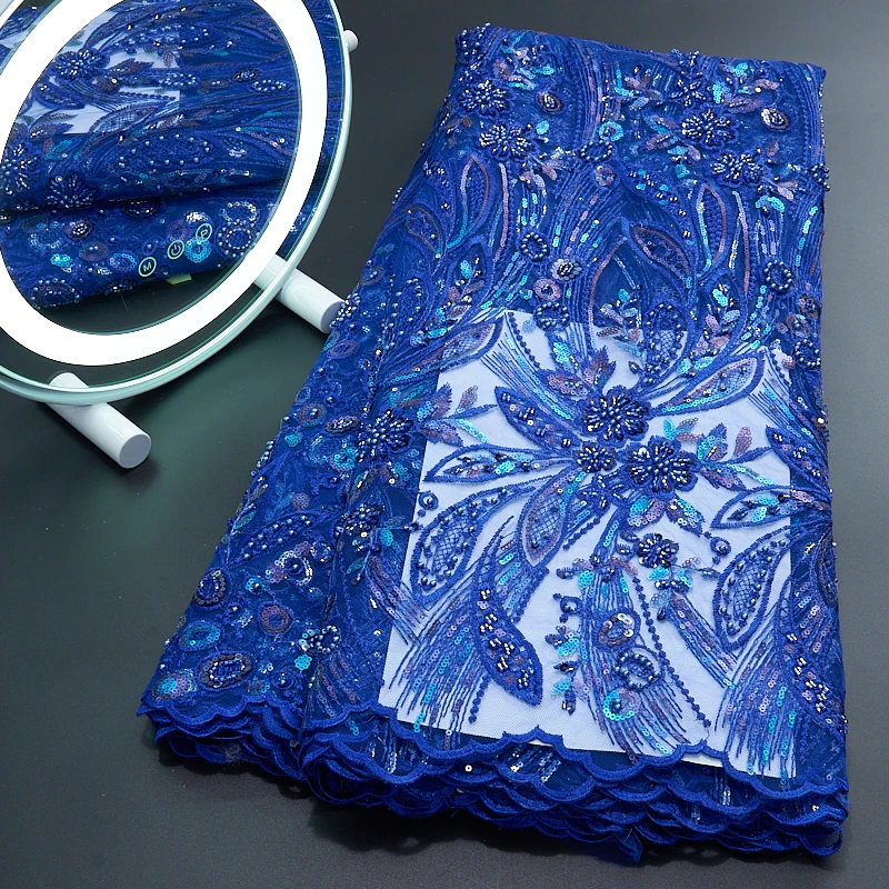 African Mesh Lace With Sequins Fabric 2023 Blue French Dubai Beaded Fabrics 5 Yards For Nigerian Wedding Party Dress A3070
African Mesh Lace With Sequins Fabric 2023 Blue French Dubai Beaded Fabrics 5 Yards For Nigerian Wedding Party Dress A3070