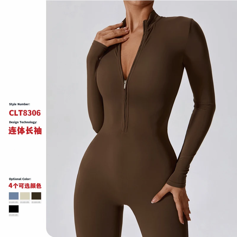 New Fashion European and American Zipper Nude Long sleeved Yoga Bodysuit High Strength Fitness Sports Bodysuit for Women
New Fashion European and American Zipper Nude Long sleeved Yoga Bodysuit High Strength Fitness Sports Bodysuit for Women