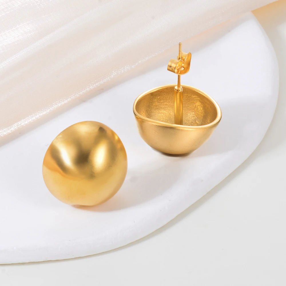 Stainless Steel Half Round Stud Earrings Ball Shape Geometric Thick Jewelry for Women Accessories Gifts Personality
Stainless Steel Half Round Stud Earrings Ball Shape Geometric Thick Jewelry for Women Accessories Gifts Personality