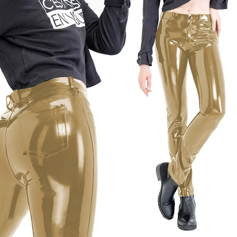 Fashion Women's Slim Fit Pencil Pants Wetlook PVC Leather Long Pants High Waisted Back Pockets Capris Streetwear Women Clothing 63 Scc7ff49526e747c787c3fd721ae8bc70y